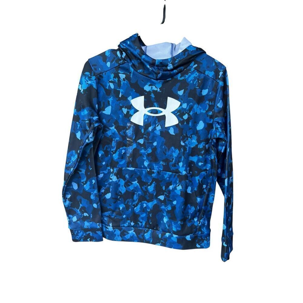 Under Armour Fleece Big Logo Printed blue Camo Size Youth large soccer baseball